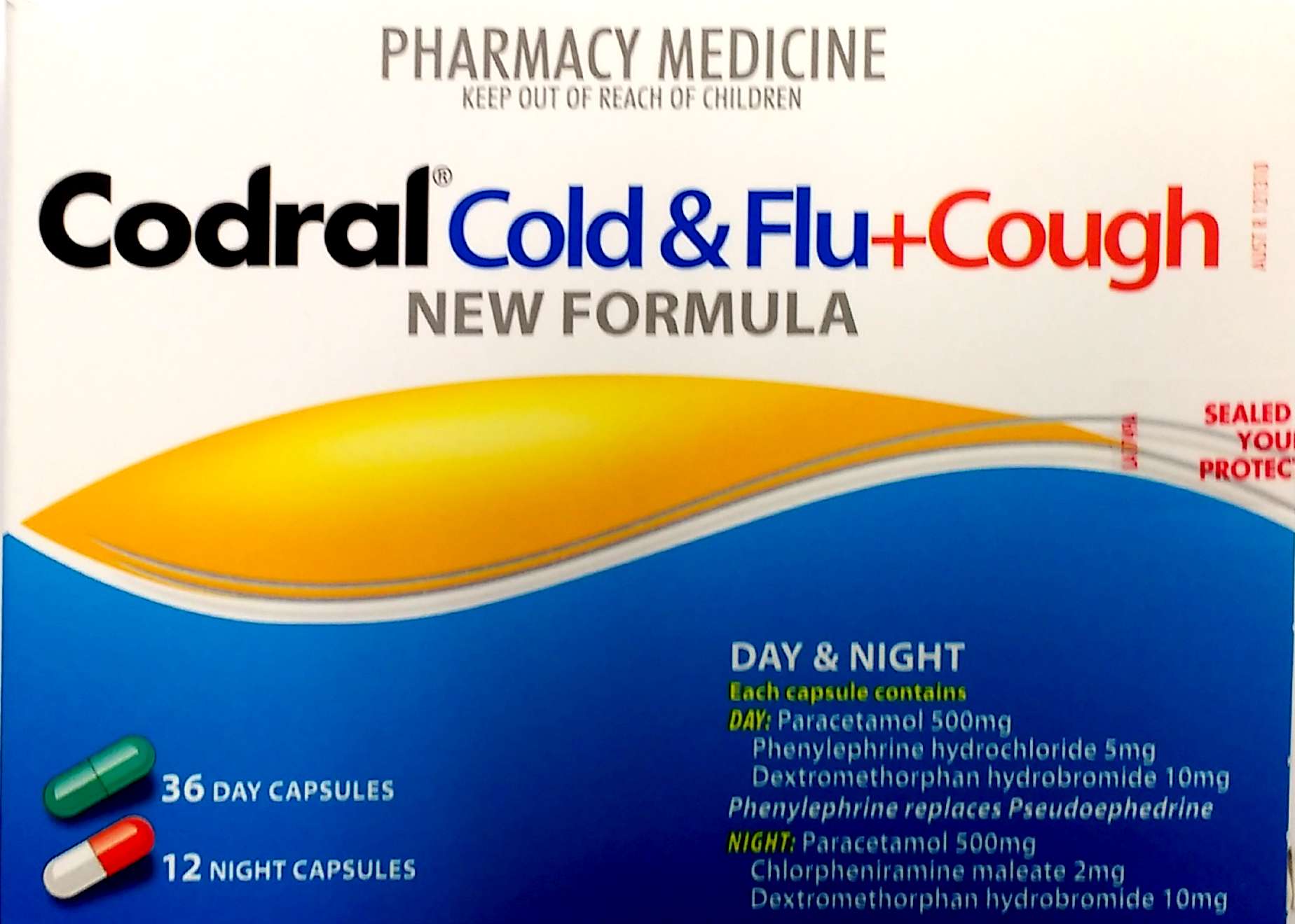 CODRAL PHENYLEPHRINE COUGH COLD AND FLU DAY/NIGHT CAPSULES 48