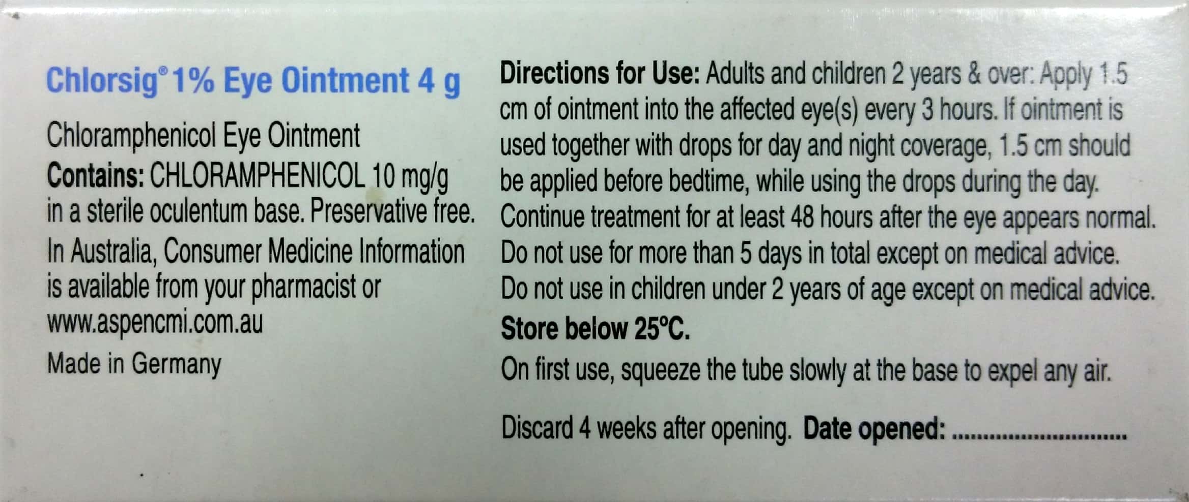 CHLORSIG EYE OINTMENT 4G