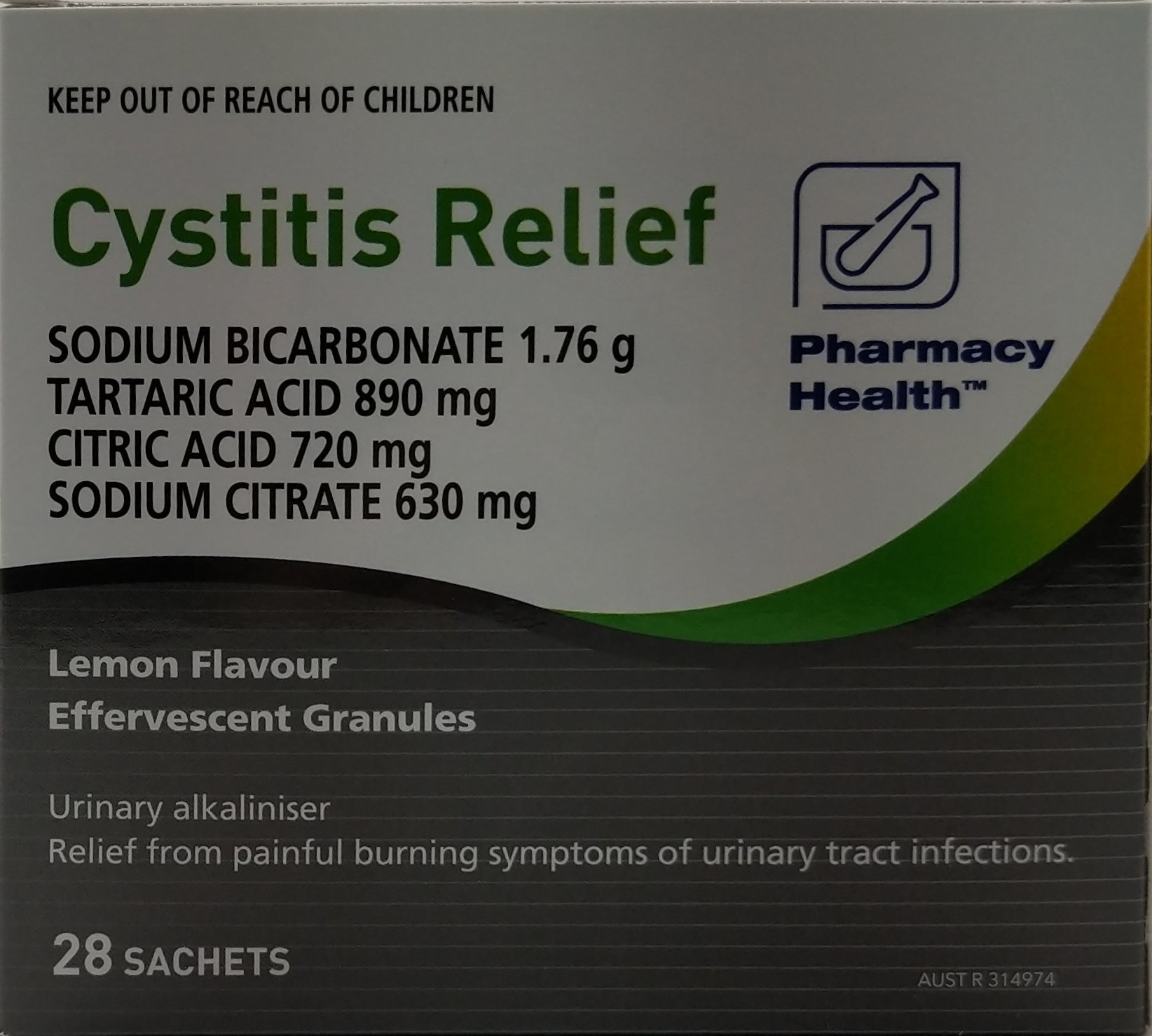 PHARMACY HEALTH CYSTITIS RELIEF 28 SACHETS LEMON