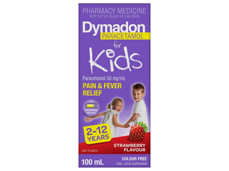 DYMADON PARACETEMOL 2-12YRS STRAWBERRY 100ML